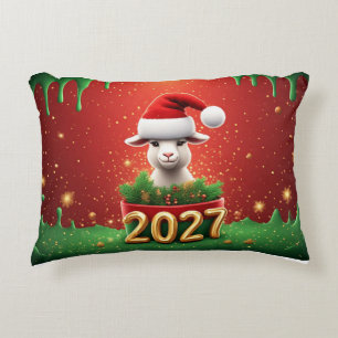 Cute Christmas Goat Cozy Holiday Gift Idea Accent Pillow