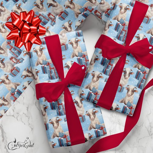 Cute Christmas Goats sm Wrapping Paper