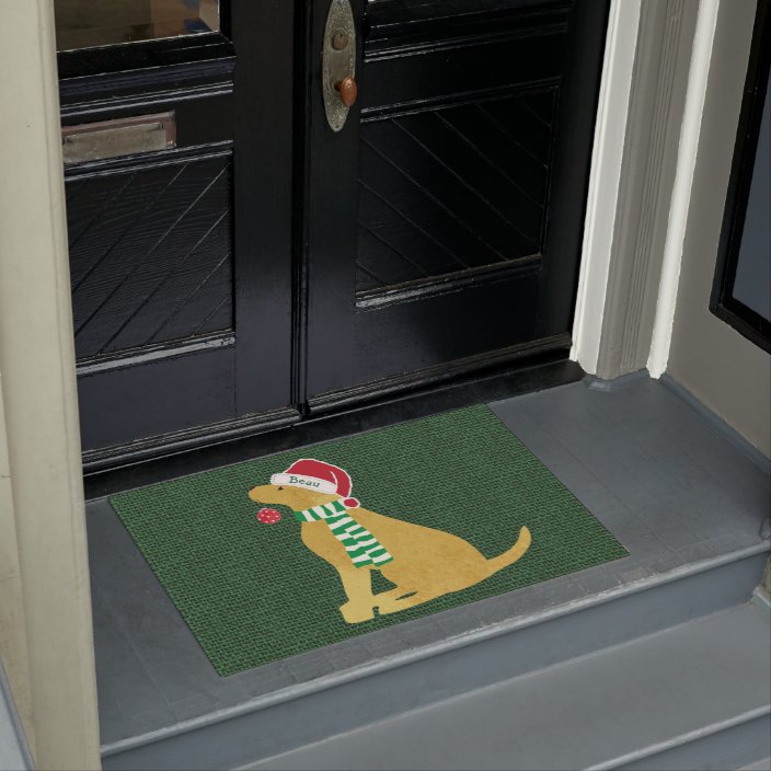 Cute Christmas Golden Retriever Holiday Custom Doormat Zazzle