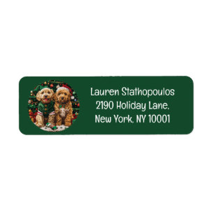 Cute Christmas Goldendoodle Puppy Dogs Label