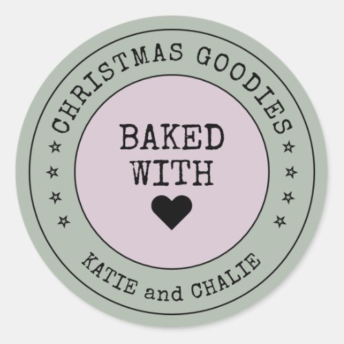 Cute Christmas Goodies Heart Personalized  Classic Round Sticker