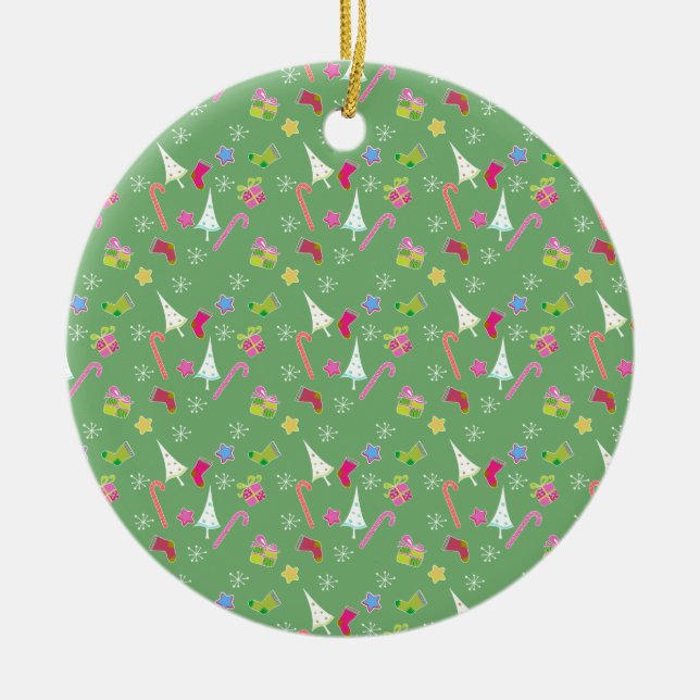 cute christmas goodies pattern ceramic ornament (Front)