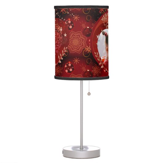 Cute Christmas Grandma Photo Red  Table Lamp (Left)