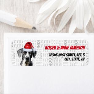 Cute Christmas Great Dane Santa Dog Return Address Label
