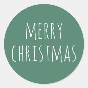 Cute Christmas Green Minimalist Winter Holiday Classic Round Sticker