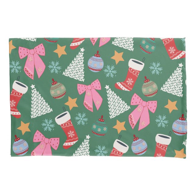 Cute Christmas Green Pillow Case (Front)