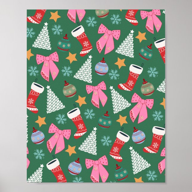Cute Christmas Green Poster (Front)