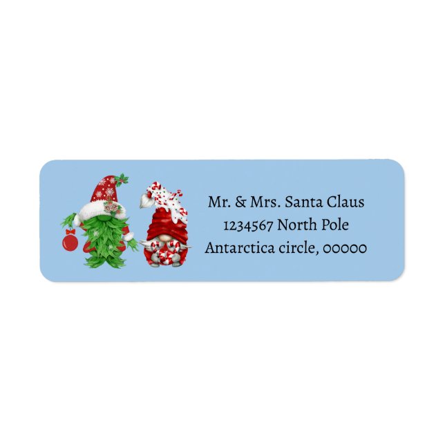Cute Christmas Green Scandinavian Gnome Label (Front)