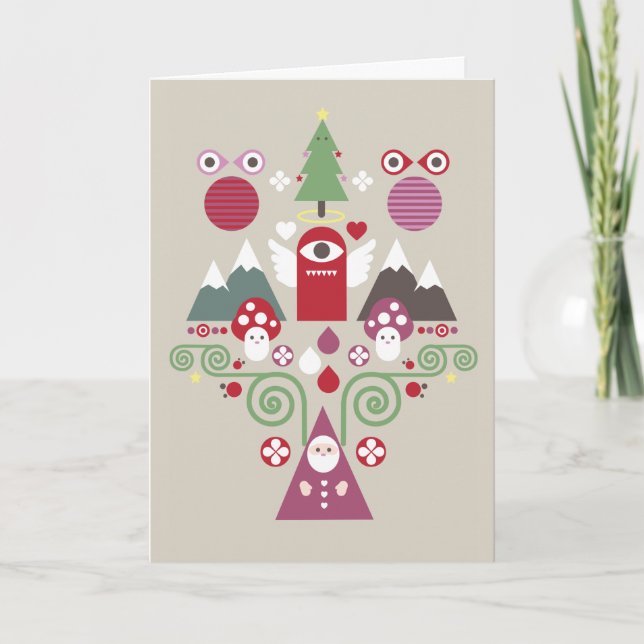 Cute Christmas Greeting Card - beige (Front)