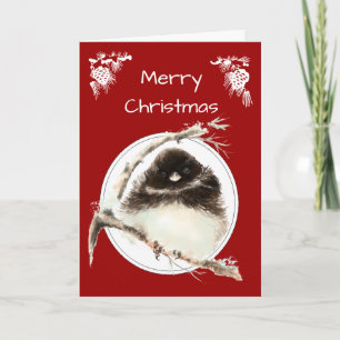Cute Christmas Greetings Cold Fluffy Junco Bird Holiday Card