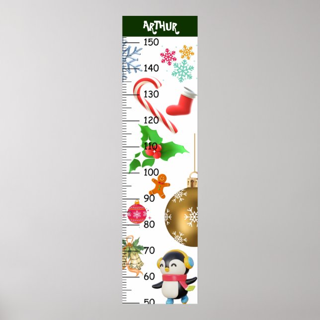 Cute Christmas Growth Chart Metric (Front)