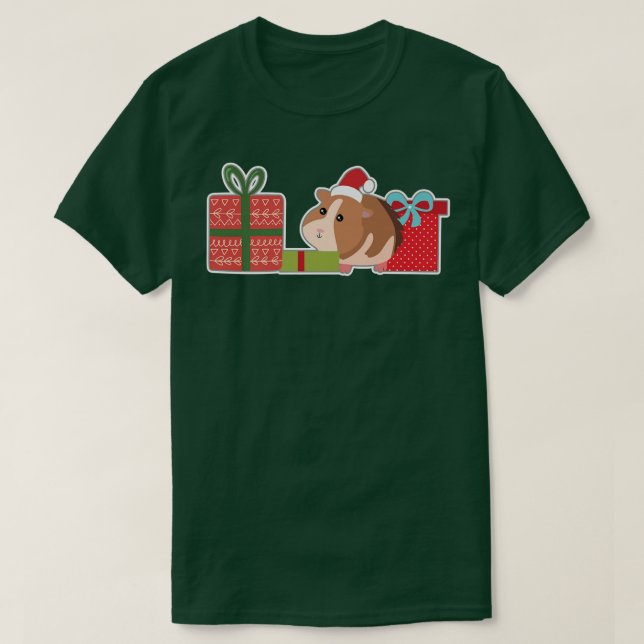 Cute Christmas Guinea Pig with Santa Hat  Pet Guin T-Shirt (Design Front)