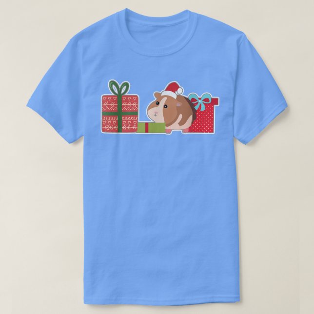 Cute Christmas Guinea Pig with Santa Hat  Pet Guin T-Shirt (Design Front)