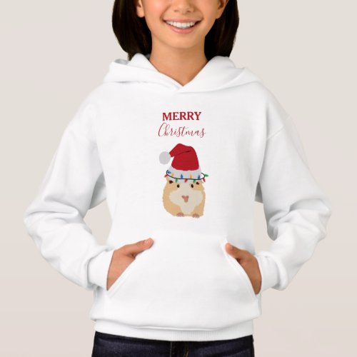 Cute Christmas Hamster Funny Animal Santa Hat  Hoodie