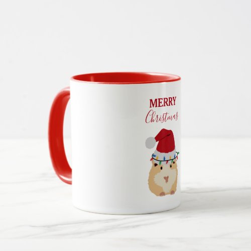 Cute Christmas Hamster Funny Animal Santa Hat Mug