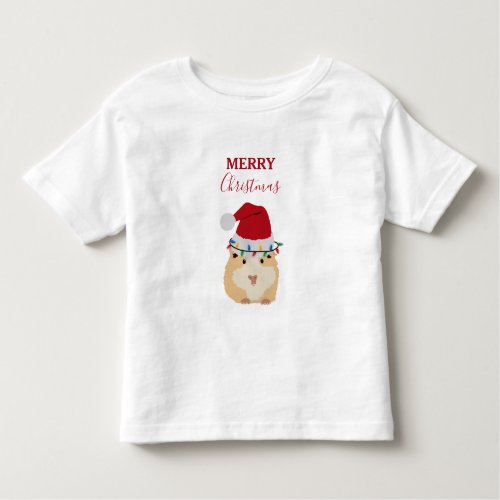 Cute Christmas Hamster Funny Animal Santa Hat  Toddler T_shirt