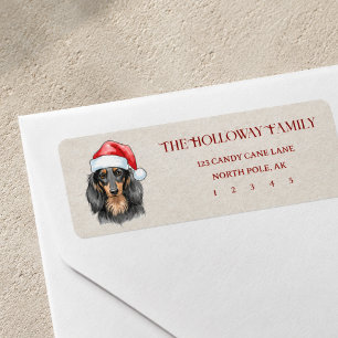 Cute Christmas Hand Drawn Dachshund Return Label