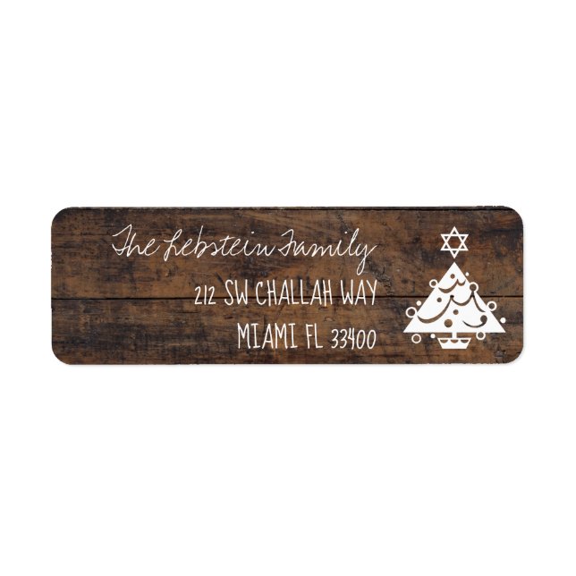 Cute Christmas + Hanukkah Tree + Chalk Styled Text Label (Front)