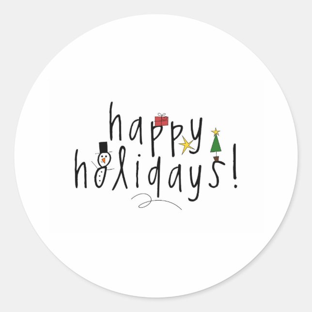 Cute christmas Happy Holidays Classic Round Sticker (Front)