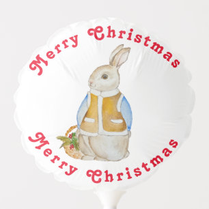 Cute Christmas hare with a basket with spruce bran Balloon