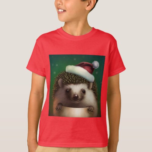  Cute Christmas Hedgehog  Hedgehog Santa T_Shirt