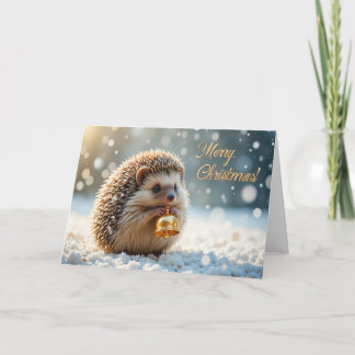 Cute Christmas Hedgehog in Snow Winter Woodland Card