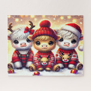 Cute Christmas Highland Cows Jigsaw Puzzle