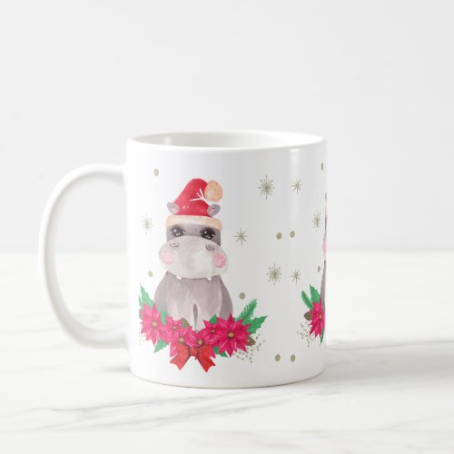 Cute Christmas Hippo  Coffee Mug