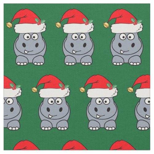 Cute Christmas Hippo Fabric