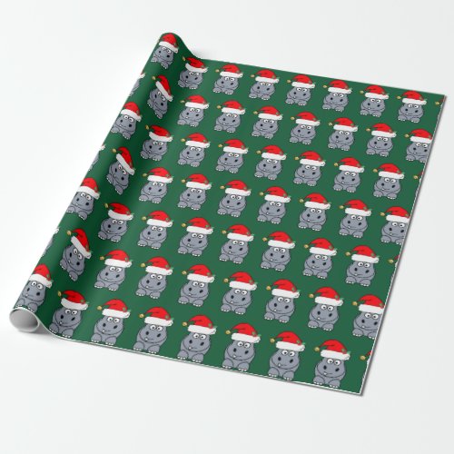 Cute Christmas Hippo Wrapping Paper