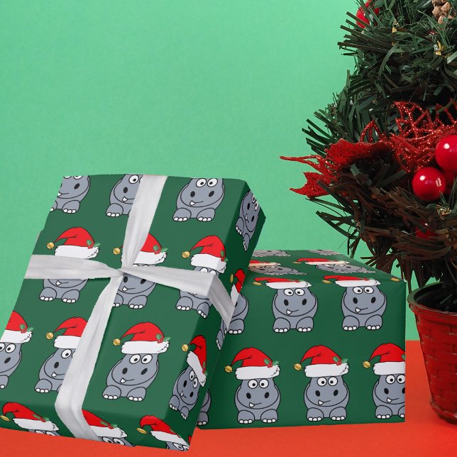 Cute Christmas Hippo Wrapping Paper (Creator Uploaded)