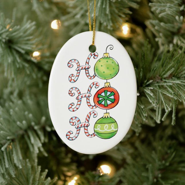 Cute Christmas Ho Ho Ho, Candy Canes Ornaments (Tree)