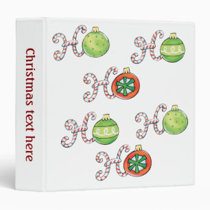 Cute Christmas Ho Ho Ho, Candy Canes Ornaments 3 Ring Binder
