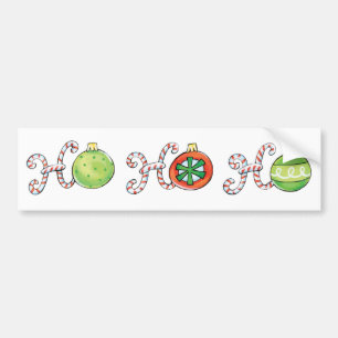 Cute Christmas Ho Ho Ho, Candy Canes Ornaments Bumper Sticker