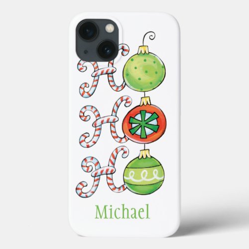 Cute Christmas Ho Ho Ho Candy Canes Ornaments iPhone 13 Case