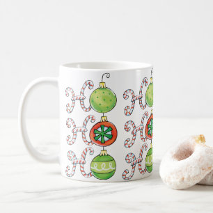 Cute Christmas Ho Ho Ho, Candy Canes Ornaments Coffee Mug