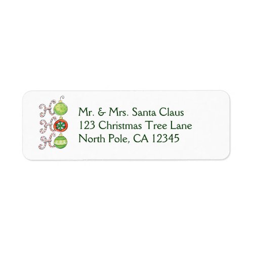 Cute Christmas Ho Ho Ho Candy Canes Ornaments Label