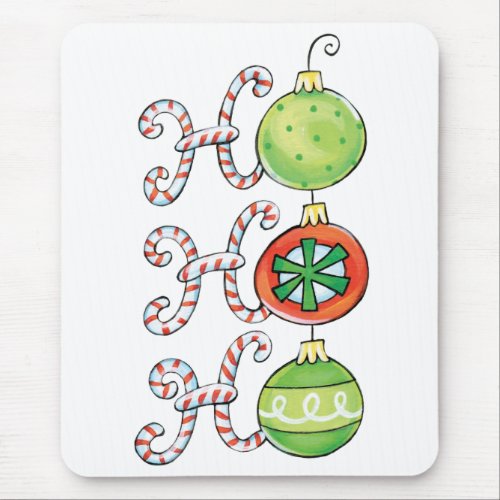 Cute Christmas Ho Ho Ho Candy Canes Ornaments Mouse Pad