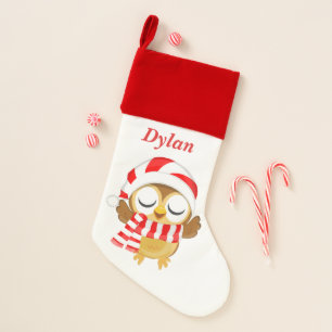 Cute christmas holiday caroling owl stocking