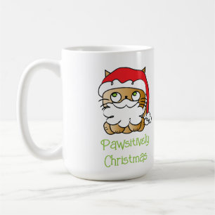 Cute Christmas Holiday Cartoon Cat Funny Saying Coffee Mug