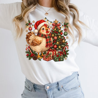 Cute Christmas Holiday Chicken Hen For Her Sweatshirt