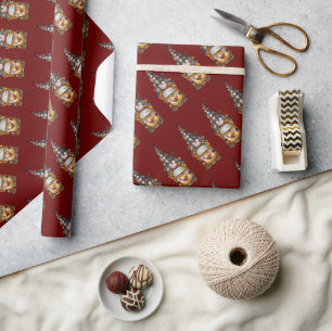 Cute Christmas Holiday Coffee Gnome Wrapping Paper