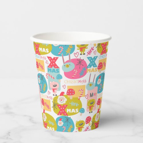 Cute Christmas Holiday Doodle Pattern Paper Cups