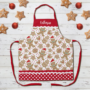 Cute Christmas Holiday Gingerbread Man Apron
