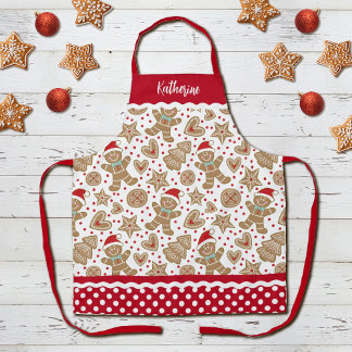 Cute Christmas Holiday Gingerbread Man Apron