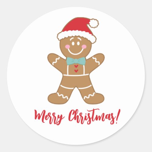 Cute Christmas Holiday Gingerbread Man Classic Round Sticker