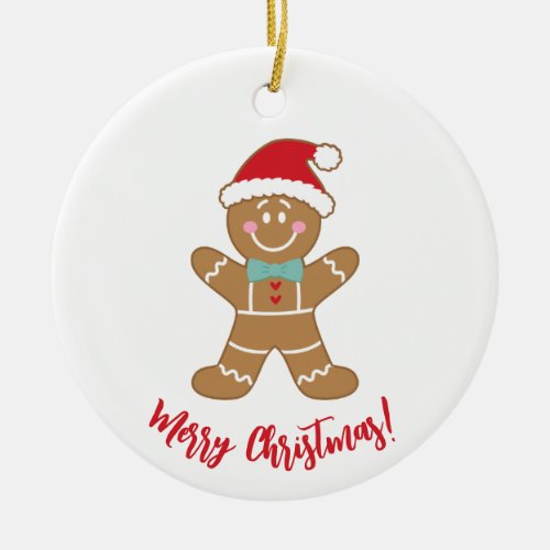 Cute Christmas Holiday Gingerbread Man Photo Ceramic Ornament