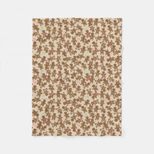 Cute Christmas Holiday Gingerbread Men Cookies Fleece Blanket