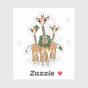 Cute Christmas Holiday Giraffes Sticker