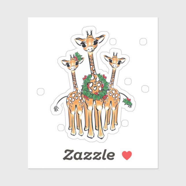 Cute Christmas Holiday Giraffes Sticker (Sheet)
